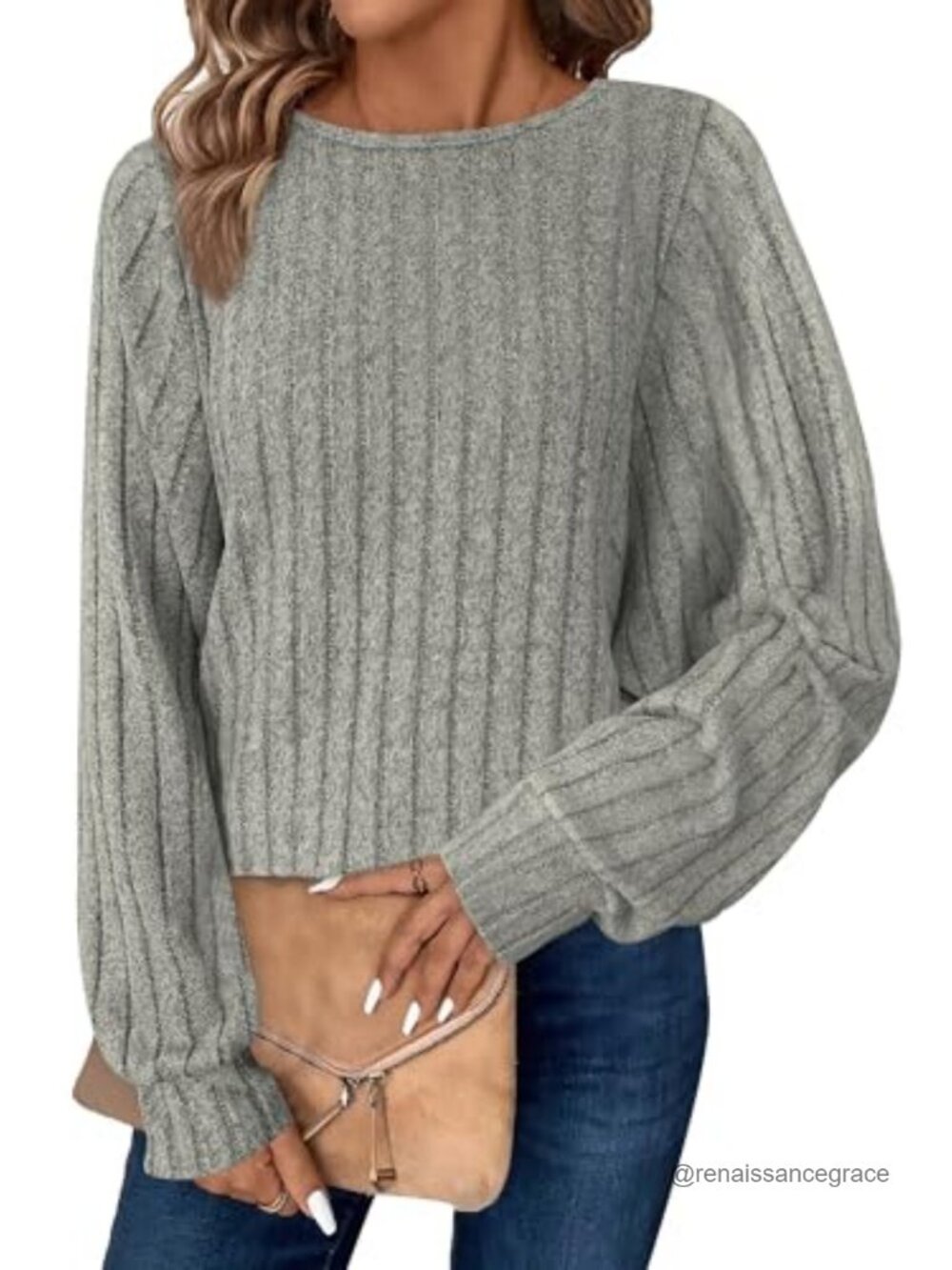 Womens Batwing Long Sleeve Tunic Top Lightweight Sweater Work to Weekend